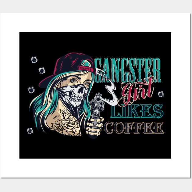 Gangster girl with gun with mask Wall Art by Muse